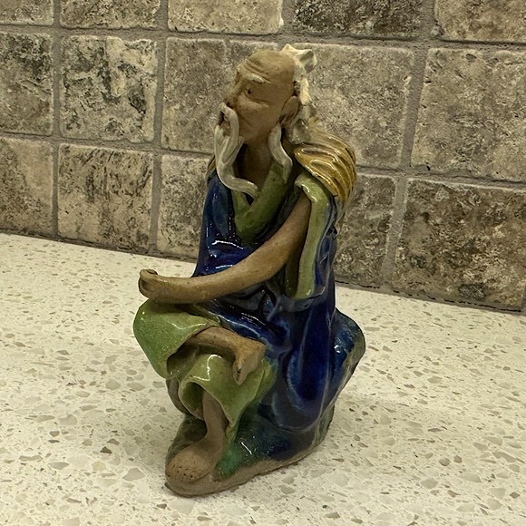 Vintage Chinese Shiwan Mudman Wise Man & Mystical Pot Hand Painted Sculpture - Picture 4 of 7